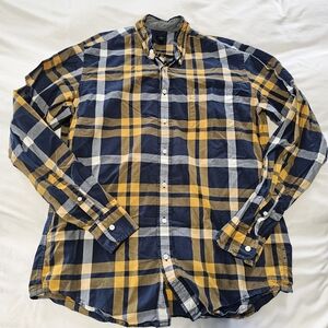 J. Crew Blue and Yellow Plaid Shirt LT Dadcore Rustic Vibe